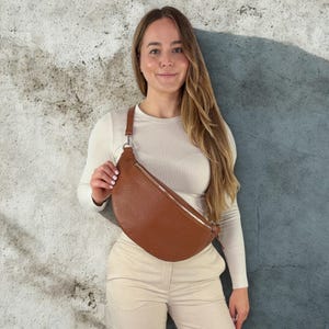 XL leather fanny pack for women, large bum bag, leather sling bag, halfmoon bag, oversized bum bag, XL crossbody bag,  birthday present