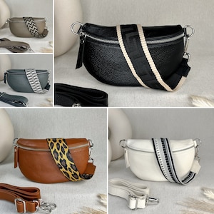 Leder Bauchtasche Damen, Gürteltasche mit breitem Wechselgurt, Crossbody Tasche, Umhängetasche personalisiert, Geschenk Freundin