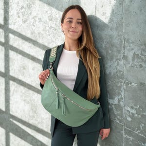 XXL leather fanny pack for women, large bum bag, leather sling bag, halfmoon bag, oversized bum bag, XXL crossbody bag,  birthday present