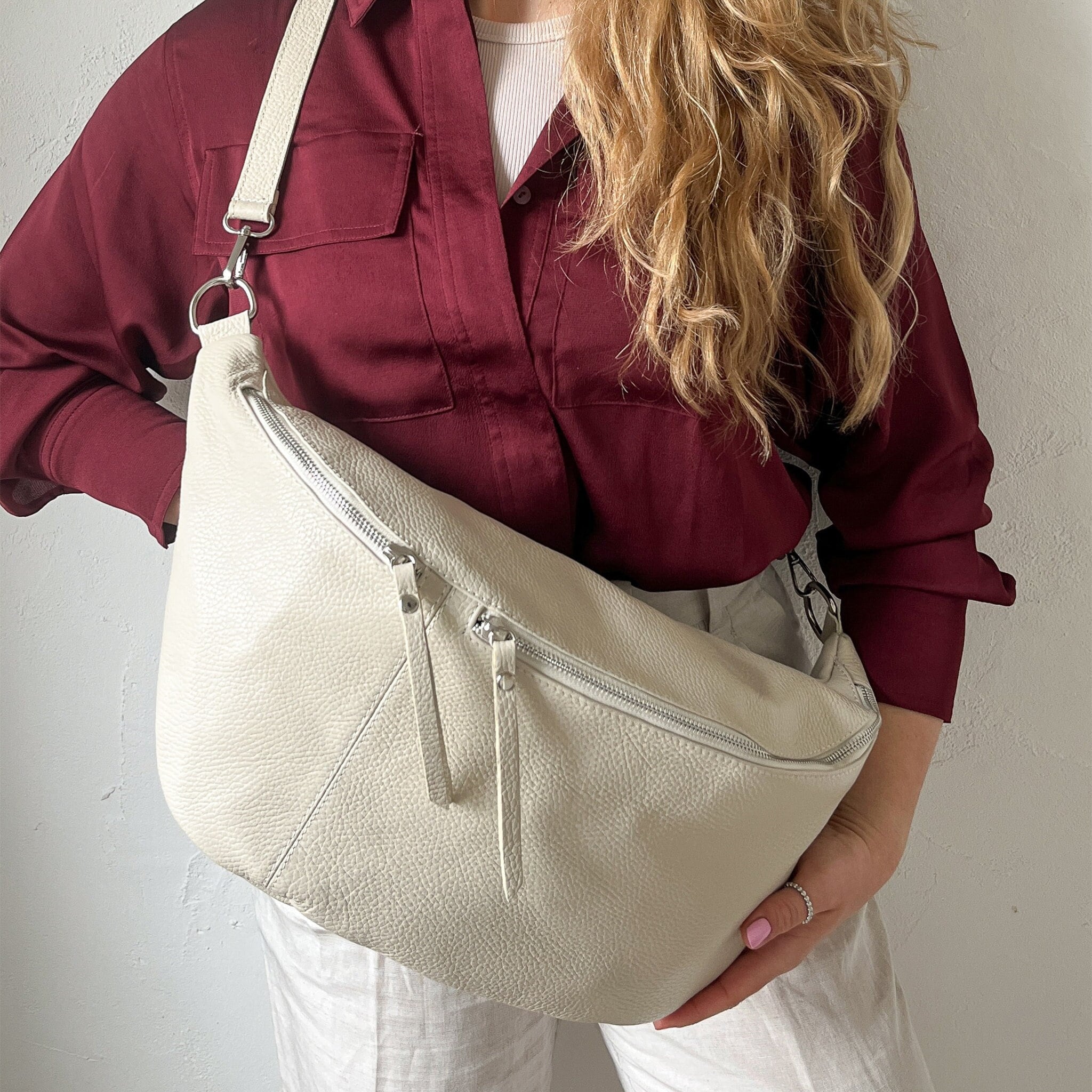 Sac Banane En Cuir Noir Leder - XL - Bandoulière - Unisexe - Neuf Avec étiquettes