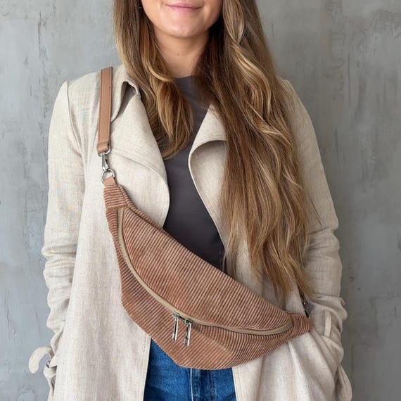 Corduroy Belt Bag for Women, Belt Bag With Wide Interchangeable