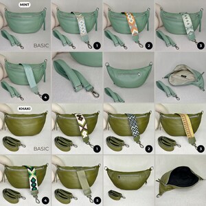 a series of photos showing how to fold a purse