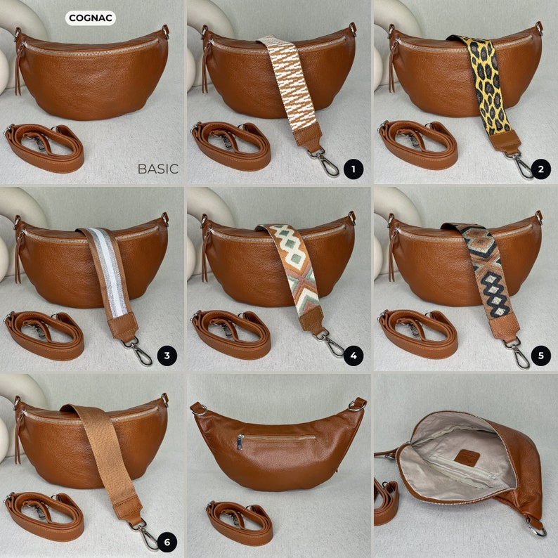 a series of photos showing how to make a leather purse