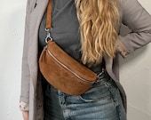 E.B.M[イービーエム] Suede Belt Bag Fanny Pack Suede for Women, Belt Bag With Wide