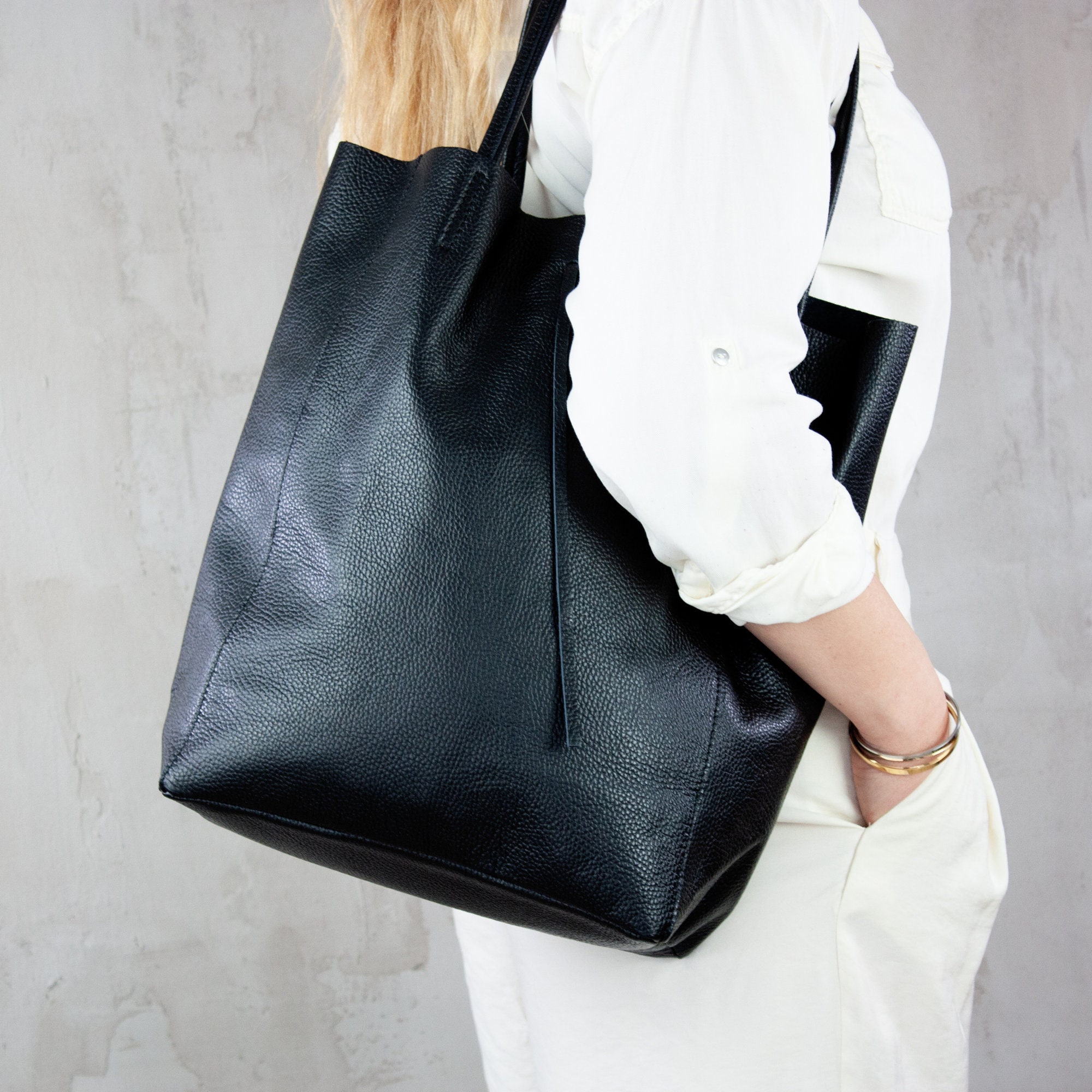 Leather shopper for women, large leather shoulder bag, large shopping bag, personalized tote bag, handbag, leather purse, gift for her