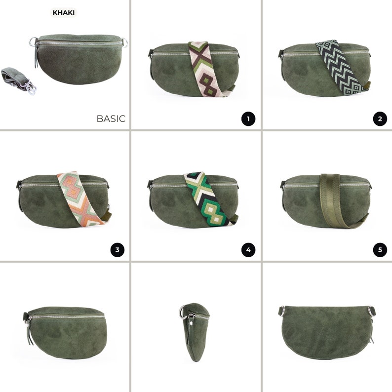 a series of photos showing how to fold a fanny bag