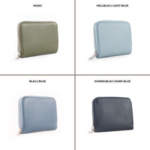 four different styles of wallets with different colors