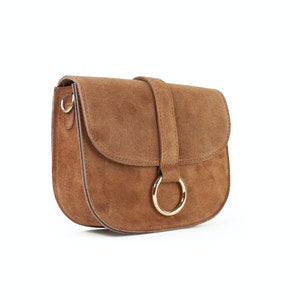 Wildleder Handtasche Damen, Schultertasche aus Leder, Umhängetasche personalisiert, Crossbodytasche mit Wechselgurt, Geschenk Freundin