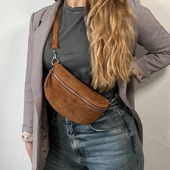 Fanny Pack Suede for Women, Belt Bag With Wide Interchangeable