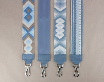 Taschengurt blau, breiter Schultergurt, Umhängegurt für Bauchtaschen & kleine Handtaschen, gemusterter Taschenriemen, Crossbody Wechselgurt