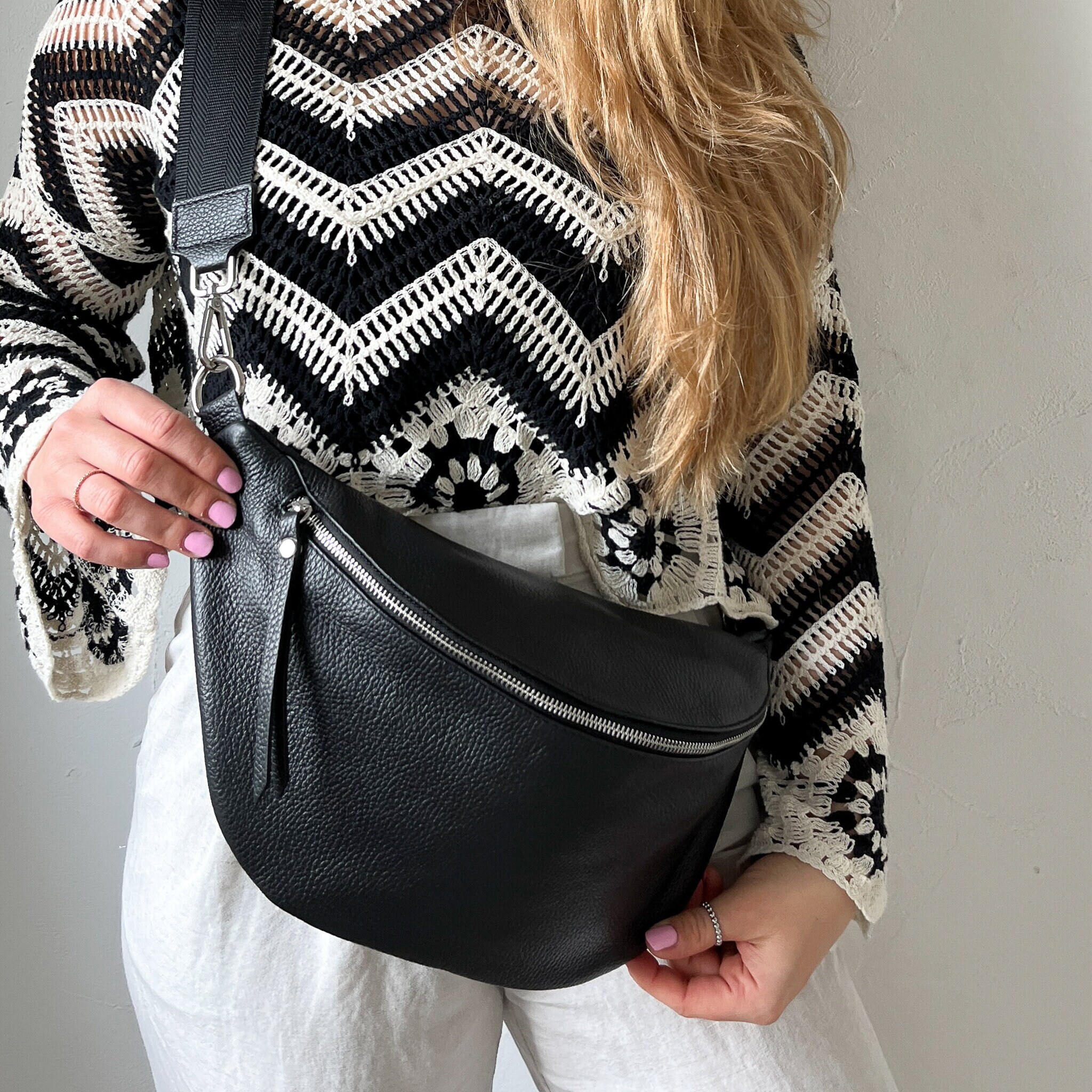 Sac Banane Femme En Laine D’agneau - Sangle Réglable, Usage Sport, Voyage, Randonnée