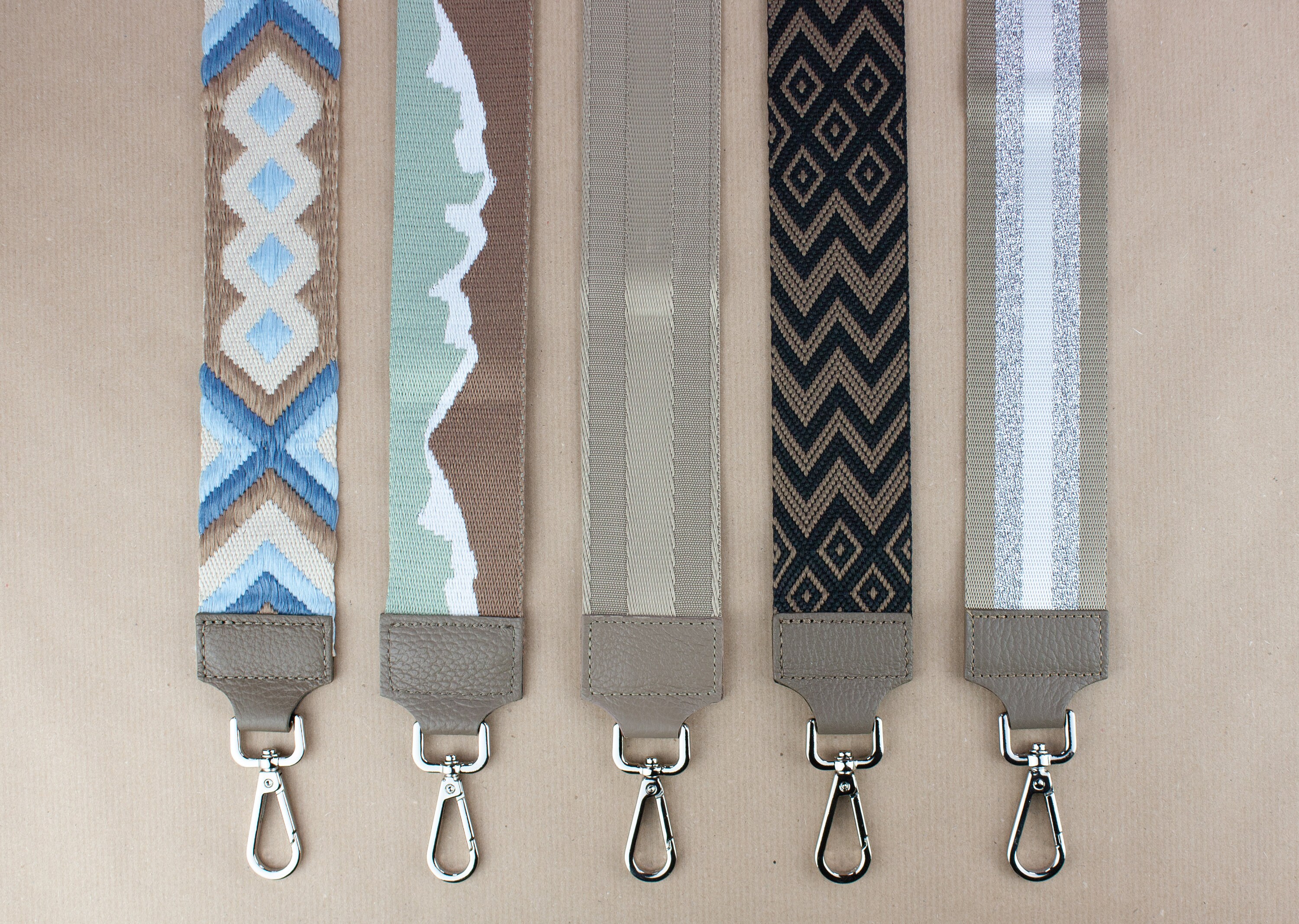 Tracolla regolabile per borse, 75-130 cm, con moschettone, tracolla multicolore, larghezza 5 cm, per borse, borse da donna, accessori fai da te, colore nero, beige