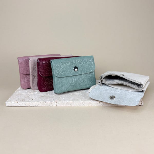 Cartera pequeña de cuero para mujer, personalizada