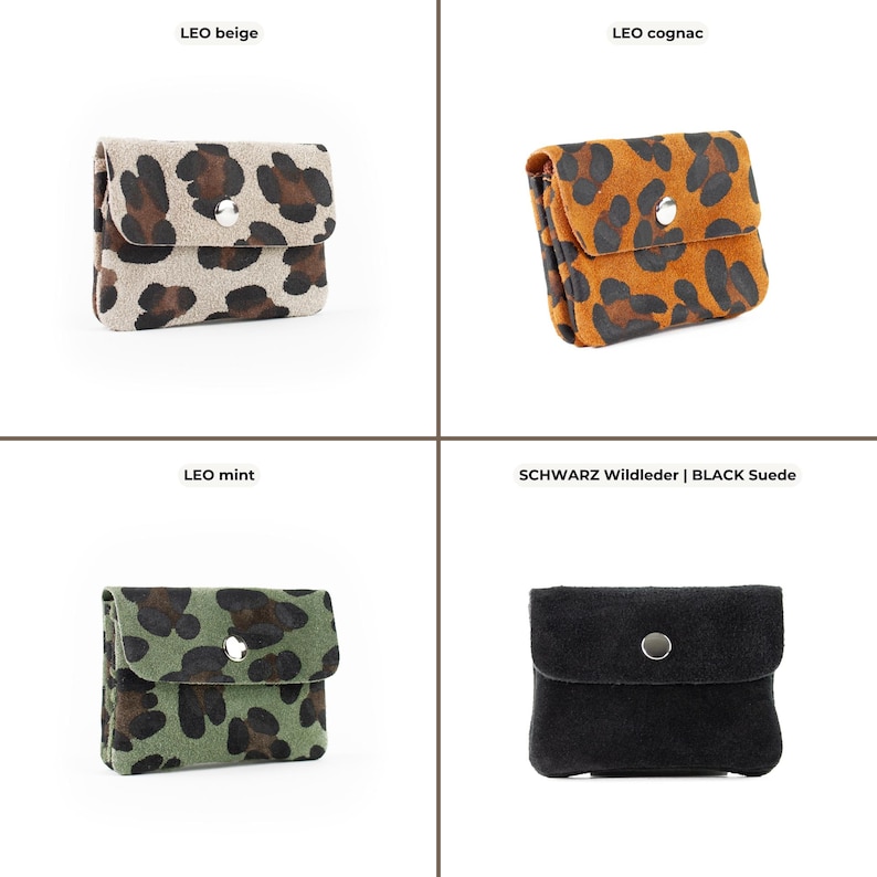 four different types of purses on a white background