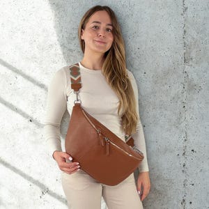 XXL leather fanny pack for women, large bum bag, leather sling bag, halfmoon bag, oversized bum bag, XXL crossbody bag,  birthday present