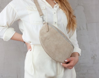 Bauchtasche Damen Wildleder, Gürteltasche mit breitem Wechselgurt, Crossbody Tasche, Umhängetasche personalisiert, Geschenk Frau