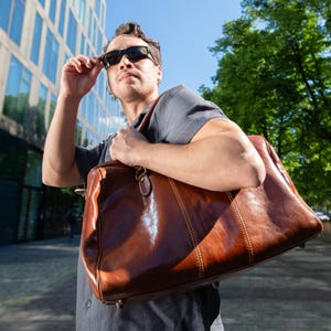 Leather travel bag for men, large weekender personalized, weekend bag, vintage sports bag, overnight bag, gift father
