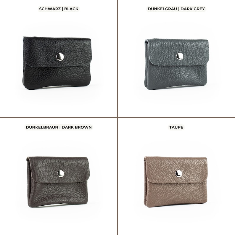 four different types of leather purses