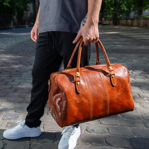 Leather travel bag for men, large weekender personalized, weekend bag, vintage sports bag, overnight bag, gift father