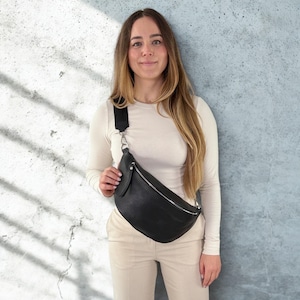 XL leather fanny pack for women, large bum bag, leather sling bag, halfmoon bag, oversized bum bag, XL crossbody bag,  birthday present