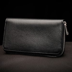 Large black wallet, Leather wallet, Large purse, Wallet, Wallet with many compartments, Clutch, Gift for you