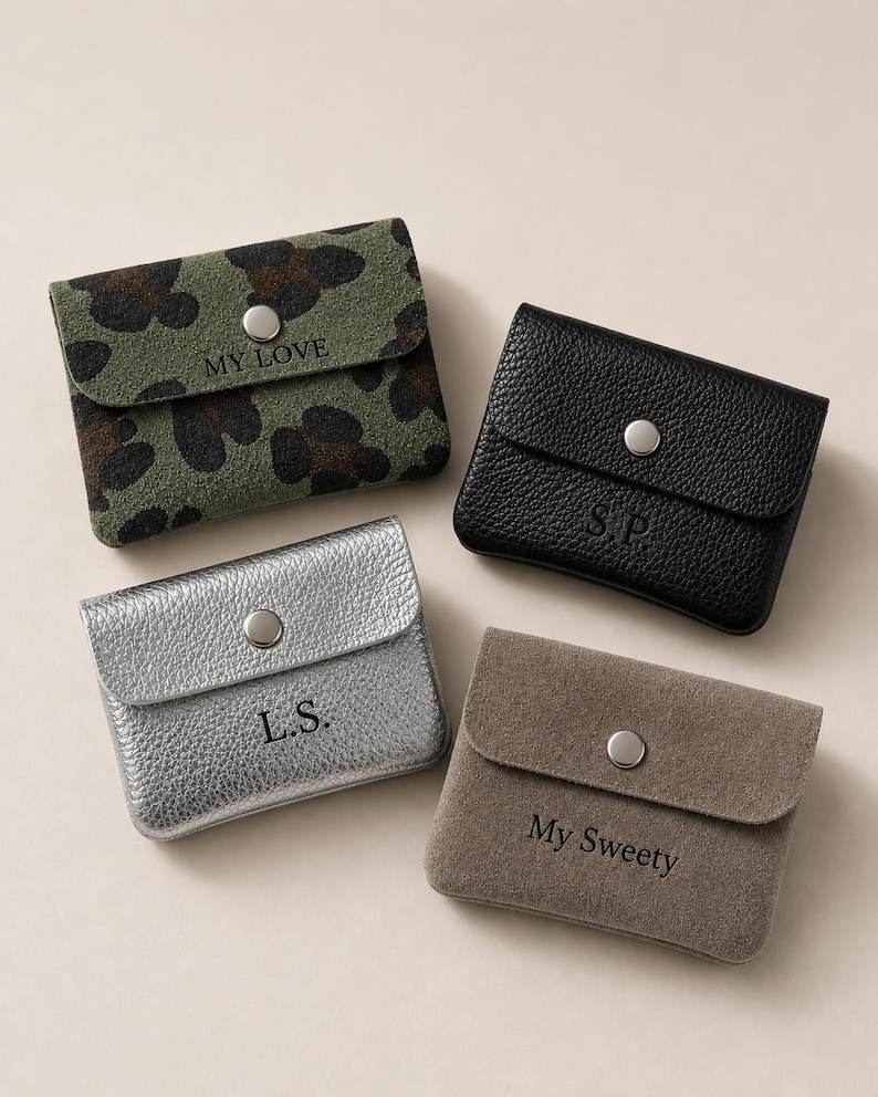 Leather wallet for ladies, personalized wallet, small purse, coin purse, gift girlfriend, gift daughter image 11
