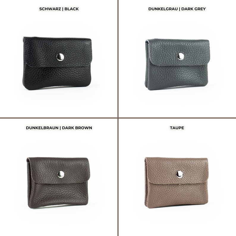 four different types of leather purses