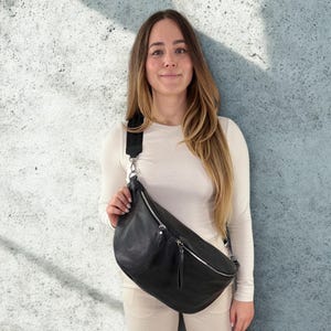 XXL leather fanny pack for women, large bum bag, leather sling bag, halfmoon bag, oversized bum bag, XXL crossbody bag,  birthday present