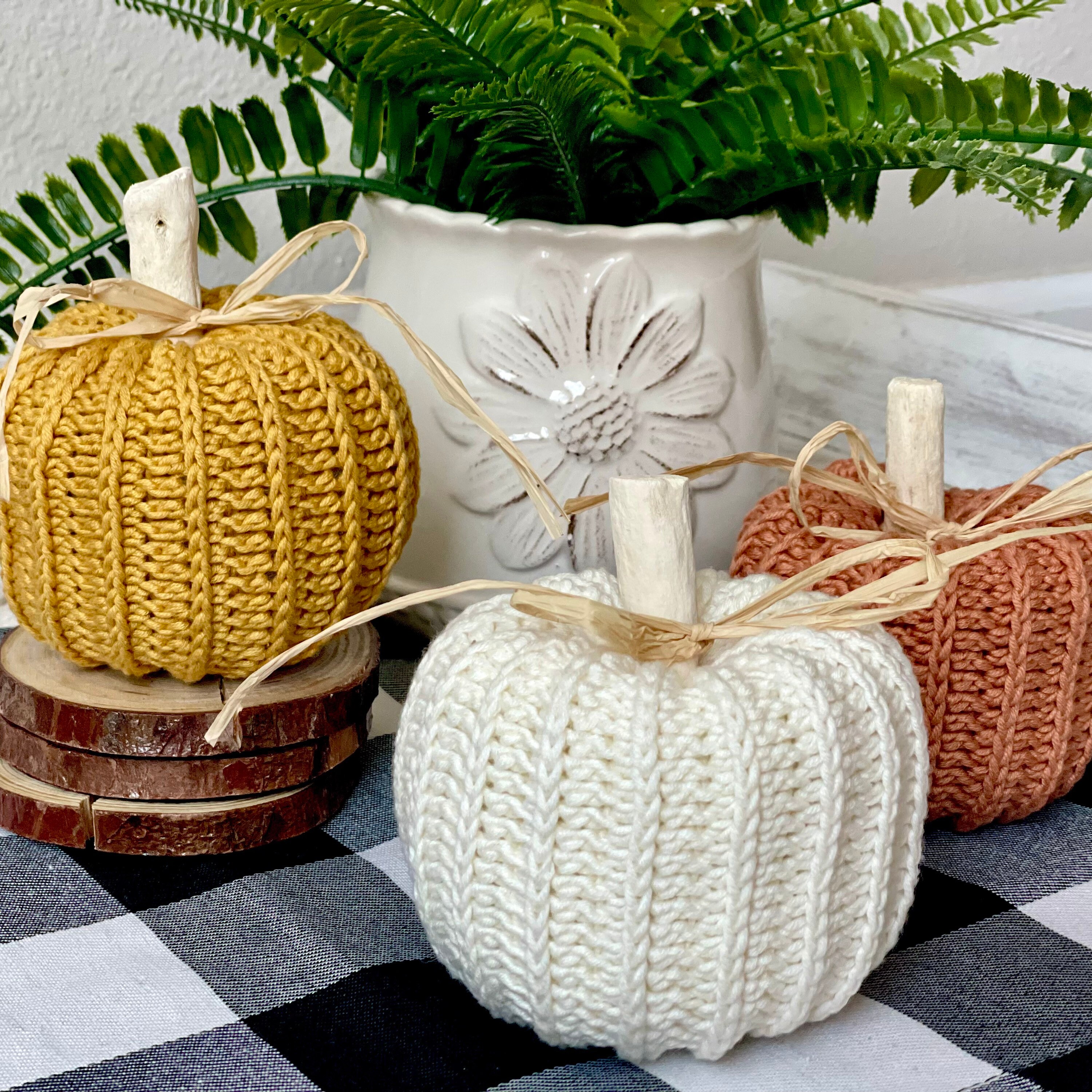 Crochet Pumpkin Set of 3 / Rustic Farmhouse Crochet Fall Decor Etsy