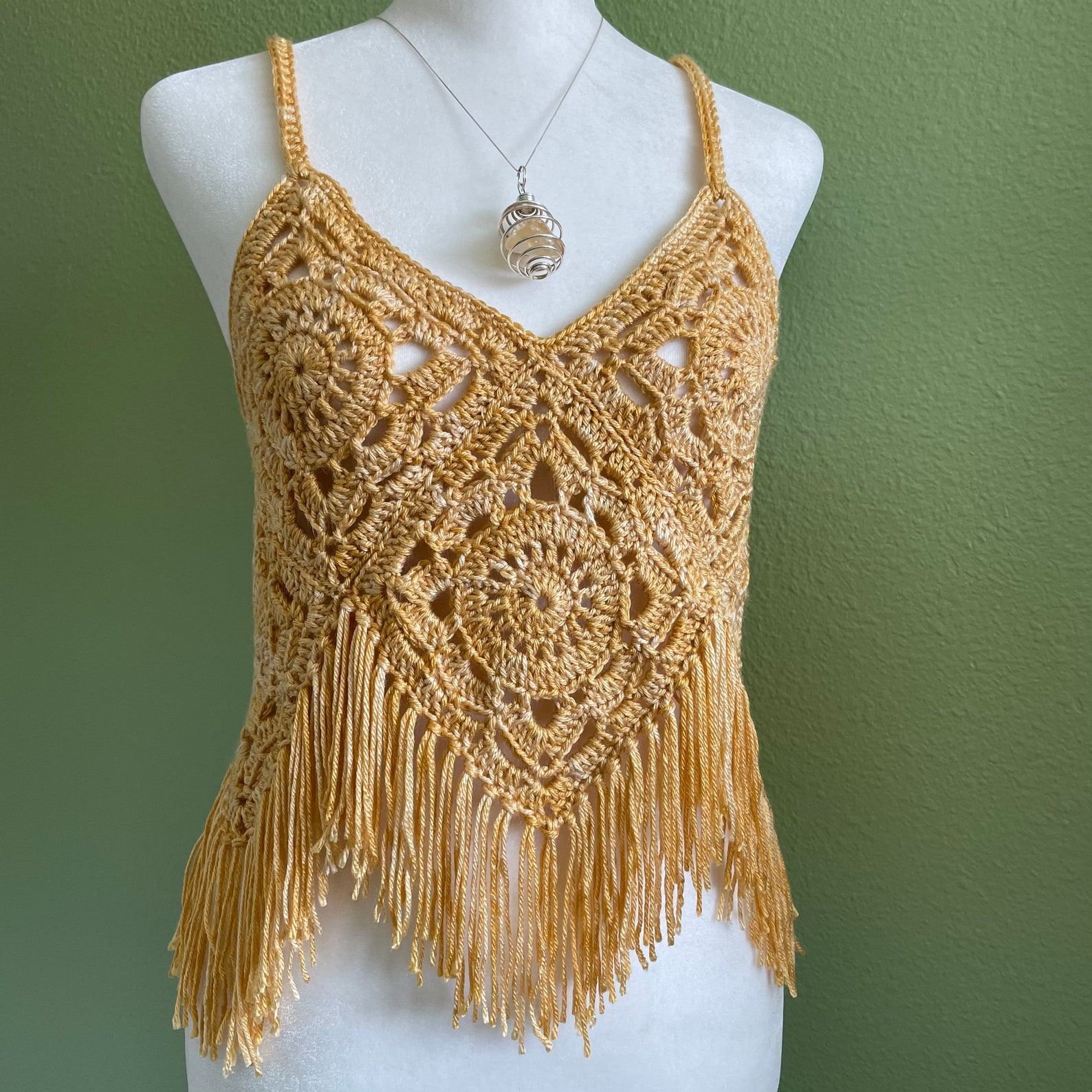Crochet Crop Top Granny Square Amber Yellow Crochet Crop Top | Etsy