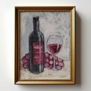 Red Wine Painting Print For Kitchen Wall Decor Wine Themed Artwork For Wine Lover Poster Unframed