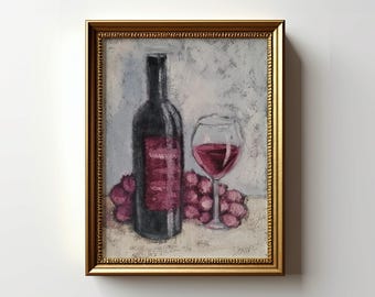 赤ワインの絵画プリント：キッチンの壁飾り、ワイン愛好家へのギフト（フレームなし）