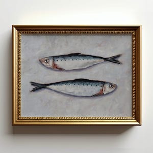 Sardine Painting Still Life Sardines Art Print For Kitchen Sardine Themed Decor Gift Sardine Poster Unframed