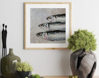 Sardine Art Print For Kitchen Sardine Wall Decor Unframed