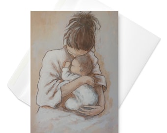 Neue Mom Grußkarte, Mutterschaft Kunst Karte