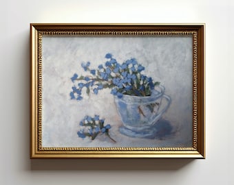 Forget-Me-Not Art Print: Blue Flower Painting, Unframed