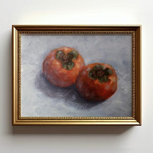 Persimmon Painting Fruit Still Life Persimmon Art Print For Kitchen Decor Housewarming Gift Idea Persimmon Poster Unframed