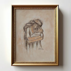 抽象的な母性アートプリント - フレームなしの母と子の絵画ポスター