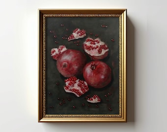 Granatapfel Kunstdruck für Küche Wanddekor Dunkler Granatapfel Gemälde ohne Rahmen