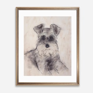 Schnauzer Art Print Gift For Schnauzer Owner Dog Charcoal Sketch Schnauzer Poster Unframed