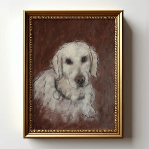 Golden Retriever Art Print Gift For Retriever Owner Dog Portrait Painting Poster Unframed