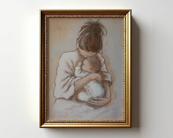 Mutter und Kind Druck Geschenk für neue Mutter und Baby Gemälde Geschenk für Tochter Kinderzimmer Wand Dekor Mutterschaft Kunst Poster ungerahmt