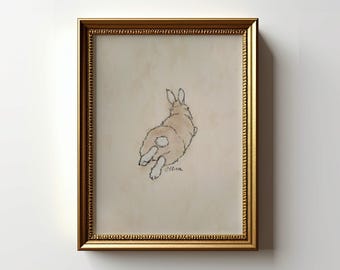 Bunny Art Print: Bunny Charcoal Sketch Poster (Unframed)