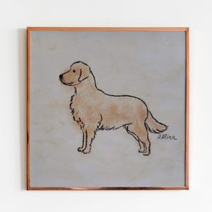 Golden Retriever Art Print: Charcoal Dog Sketch Poster (Unframed) image 3