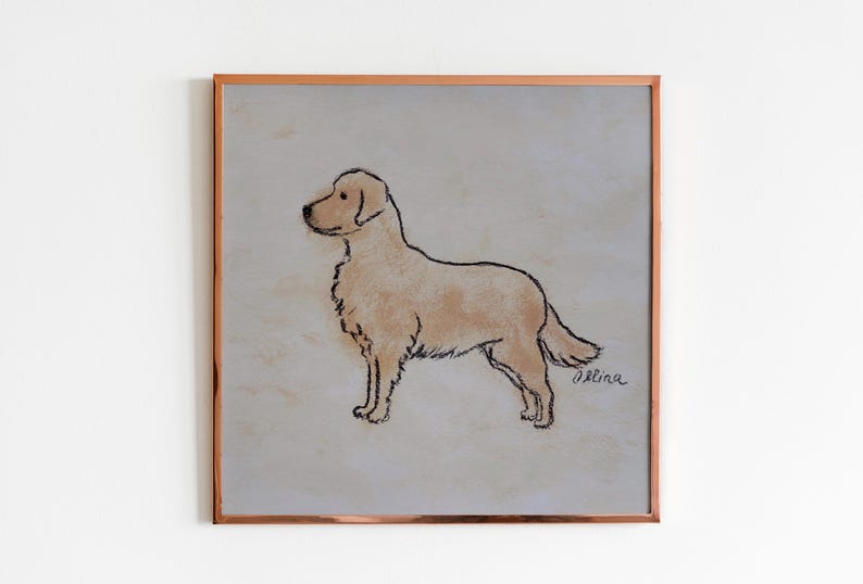 Golden Retriever Art Print: Charcoal Dog Sketch Poster (Unframed) image 3