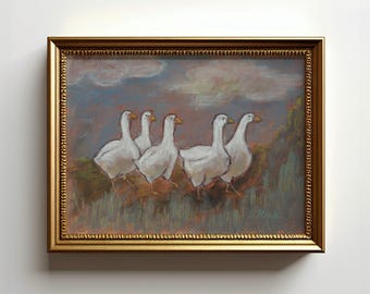 Geese Art Print: Farmhouse Nursery Wall Decor (Unframed)