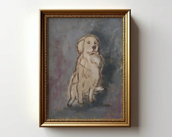Golden Retriever Art Print: Dog Portrait, Retriever Owner Gift (Poster Unframed)