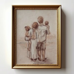 Family Art Print, Mom Dad Son Daughter Evening Walk, Father ...