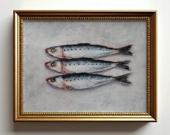 Sardine Kunstdruck: Stillleben Sardinen Wandbild Küche Wandbild (Ungerahmt)