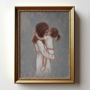 母と娘のアートプリント 娘の部屋へのギフト 女の子の寝室の壁アート 母性絵画ポスター フレームなし